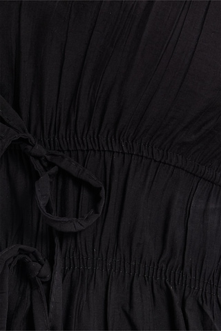 Tudors Kadın Standart Fit Normal Kesim V Yaka Beli Büzgülü Bağcıklı Bluz Geniş Paça Siyah Pantolon Takım-51026