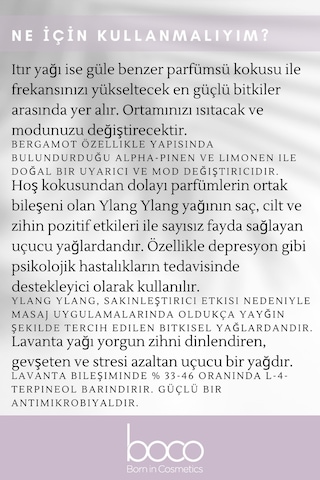 Boco Born In Cosmetics Itır + Lavanta + Ylang Ylang Saf Aromaterapi Uçucu Yağı 3 x 10 ML