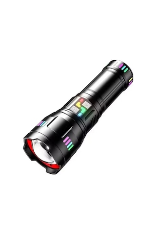 Pro F-3002 Alüminyum Tg Led Gece Şeritli Type-c Şarjlı El Feneri Çok Renkli