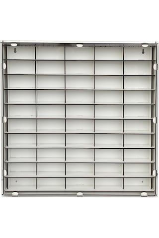 Beyaz Şeffaf Kapaklı Ahşap Hobi Oyuncak Araba Rafı