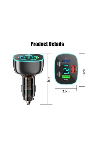 30w Süper Hızlı Usb C Araç Şarj Adaptörü 280 Voltaj Göstergeli Araba Şarj Cihazı