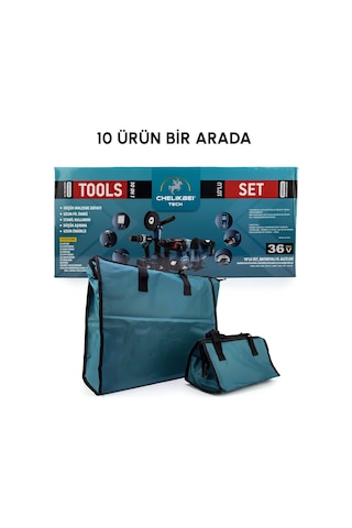 Chelikbei Eea389 Akülü 10 Lu Set Led Işık +lazer Metre +somun Sıkma + Dekupaj + Oto Yıkama + Sunta Kesme + Darbeli Vidalama + Spral + Kırıcı Delici Matkap + Çok Fonksiyonlu Taşlama