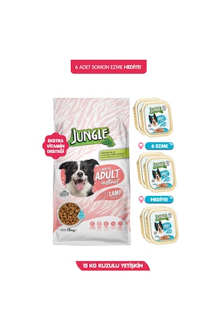 Kuzu Etli Omega 3 Destekli Yetişkin Köpek Maması 15 Kg + 6 Adet Somonlu Ezme Hediye