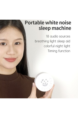 Hombey Beyaz M5 Portatif Beyaz Gürültü Uyku Cihazı - Bebekler İçin 18 Ses Kaynağı, 3 Zamanlama Seçeneği Ve Renkli Gece Lambası Yerleşik Pil Beyaz
