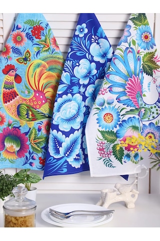 Kuz'kina Hatka 3'lü Mutfak Havlusu Seti 211344445 Açık Mavi