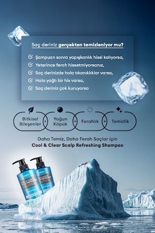 Canlandıcı Ve Ferahlatıcı Saç Bakım Şampuanı Kundal Cool & Clear Scalp Refreshing 500ml Aqua Mint