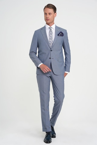 Efor Slim Fit Çift Yırtmaç Esnek Yelekli Klasik Havacı Mavi Takım Elbise Tk 916 Mavi