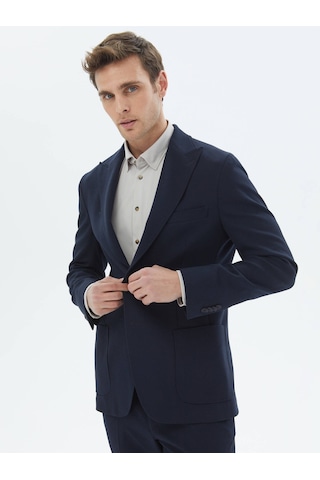 Kip Lacivert Desenli Modern Fit Takım Elbise Çok Renkli
