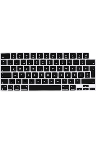 Apple Uyumlu MacBook Neo 13inç A18 Pro A3404 Q Klavye Koruyucu Silikon Ped Siyah