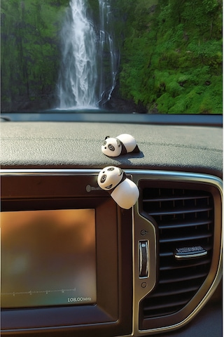 1 Adet Mini Panda Araç İçi Aksesuar Torpido Süsü Araba Dikiz Aynası Süsü Dekoratif Obje