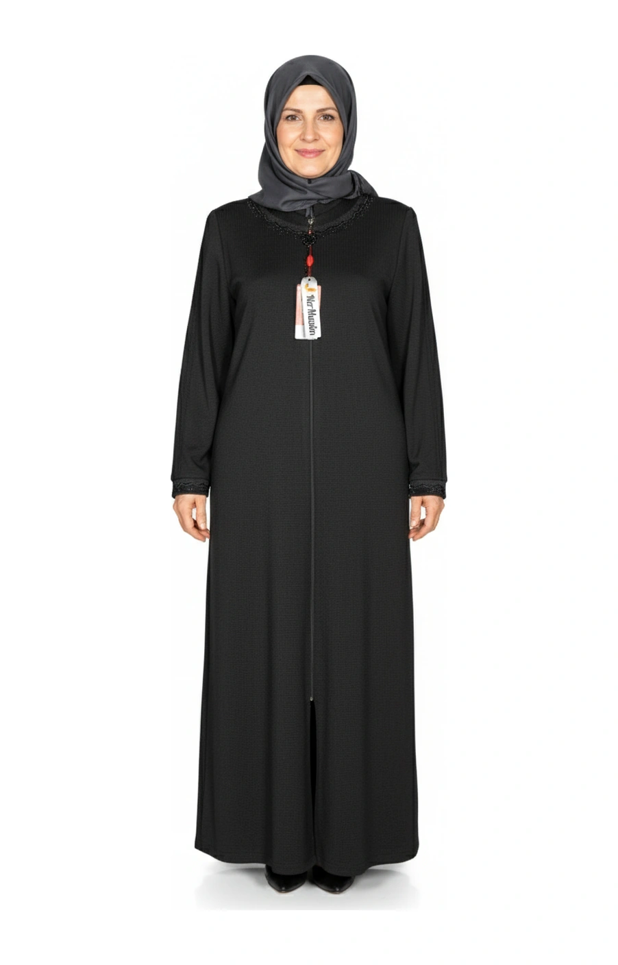 Hesna Kadın Efnan Büyük Beden Baharlık Boydan Siyah Pardesü Siyah