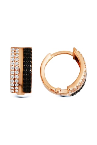 Argentum Concept - Siyah Beyaz Taşlı Gümüş Halka Küpe N11.14520