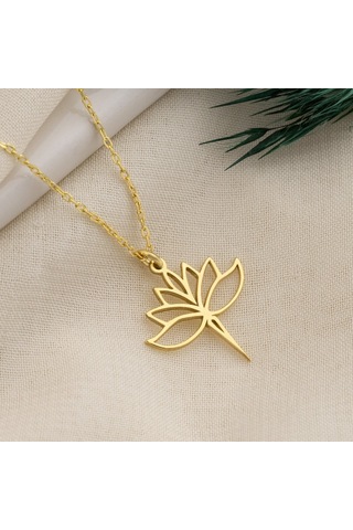 Dkmn Gümüş Demet Lotus Çiçeği 925 Ayar Gümüş Kolye