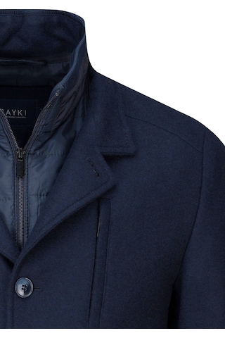 Hatemoğlu Lacivert Slim Fit Hakim Yaka Yünlü Kaşe Palto 2982370 Lacivert