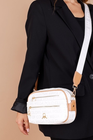 Mega Polo Kadın Monogram Çapraz Çanta Beyaz