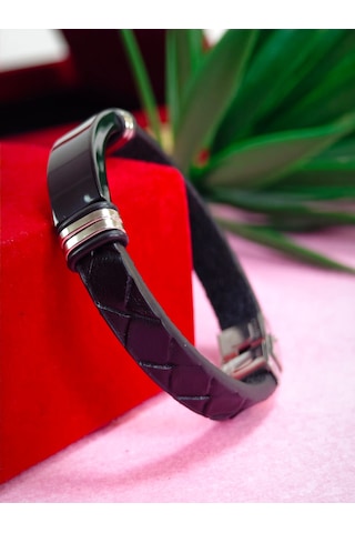 Çelik Derili Bileklik Kişiye Özel İsimli Paslanmaz Derili Çelik İsimli Bileklik 316 L Çelik Açık Mavi