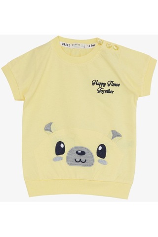 Breeze Erkek Bebek Kapri Takım Sevimli Ayıcık Nakışlı 9 Ay - 3 Yaş Sarı
