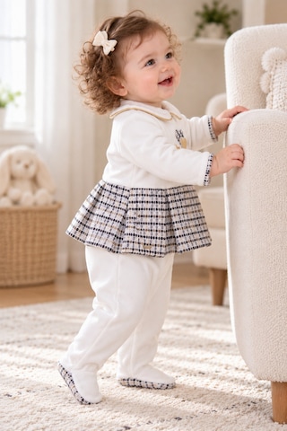 Babyhola %100 Pamuk Premium Kalite Kadife Kız Bebek Tulum 13446 Gri