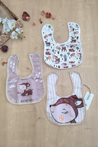 Sitilin Çift Katlı Çıtçıtlı Bebek Mama Ve Salya Önlük 3 Adet Stl6427 Çok Renkli