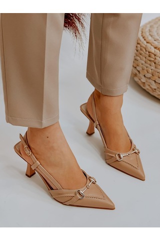 Ervanın Butiği Ten Deri Moss Toka Detay Kadın Stiletto-3539