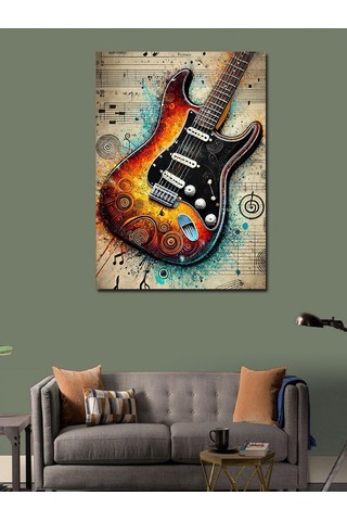 Kanvas Tablo Soyut Elektro Gitar Ve Sanat 50cmx70cm