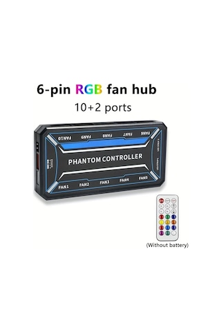 Boatshop1 Uzaktan Kumandalı 6 Pinli Rgb Fan Merkezi Siyah 10 2 Portlu Sata Güç Kaynağı Işık Senkronizasyonu