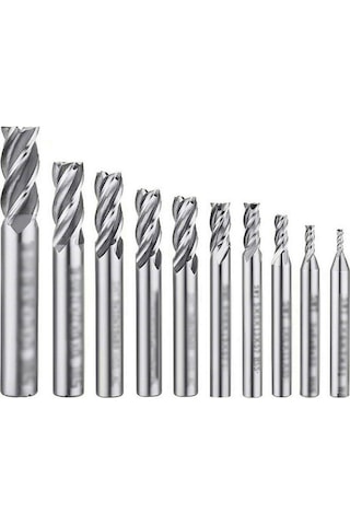 Kangvka 10 Adet Hss Malzeme 4 Kanallı Freze Ucu Seti 1.5-6mm - Alüminyum Ve Çelik İçin Cnc Uygun Kesici Aletleri