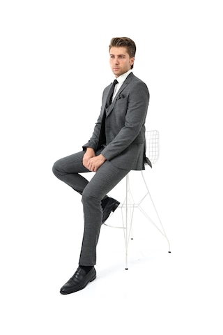 Presto Erkek Yelekli Slimfit Takım Elbise 6 Drop Siyah 790-001 Siyah