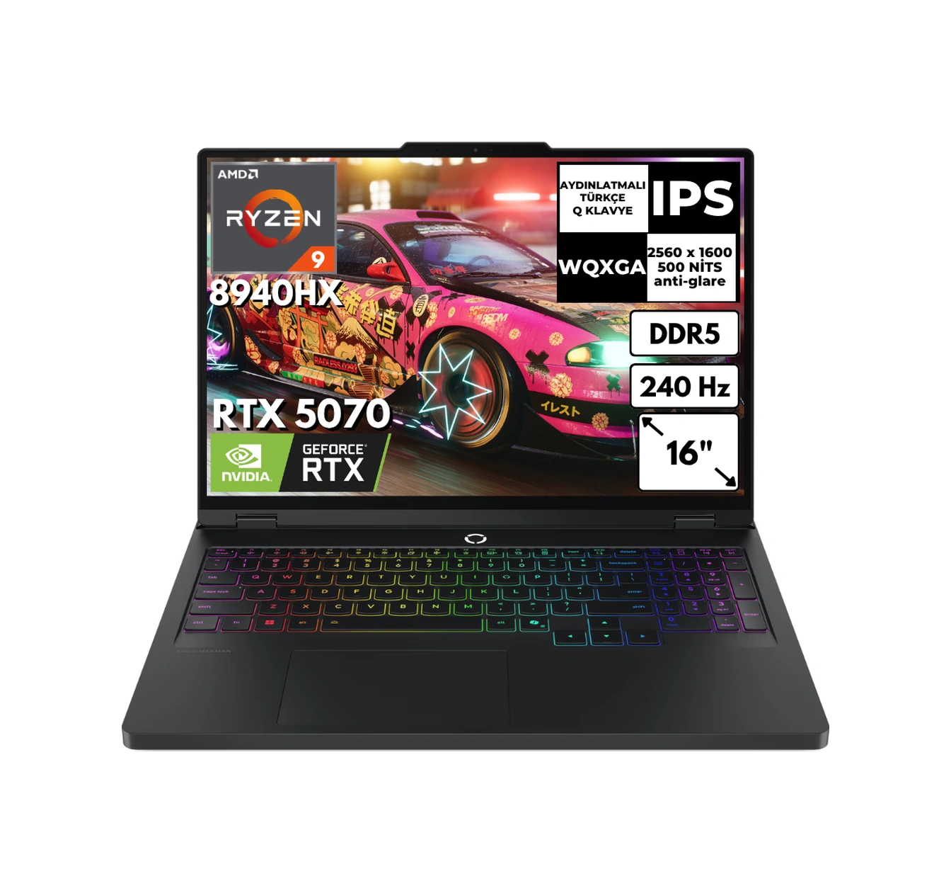Lenovo Legion Pro 5 16ADR10 83LT0046TRAT4 R9-8940HX 8 GB 2 TB SSD 8 GB RTX5070 16" Dos Dizüstü Bilgisayar