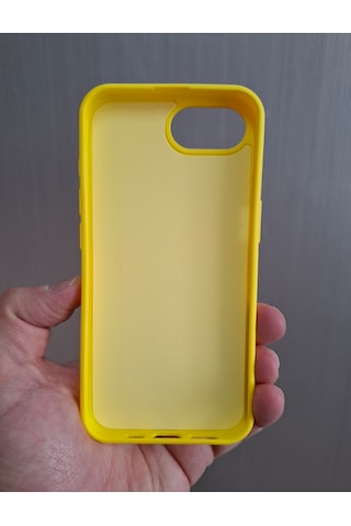 Apple Uyumlu iPhone 16e Logolu İçi Kadife Silikon Lansman Kılıf Sarı