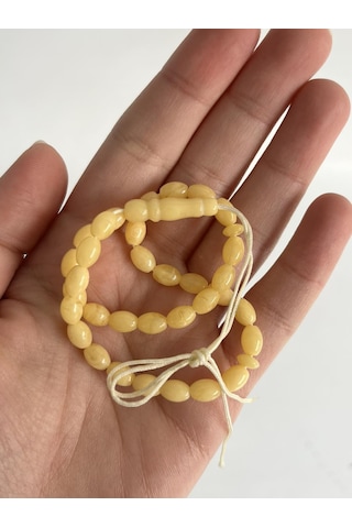 Oval Kesim Kokulu Toz Kehribar Tesbih 33lük 5mm A006