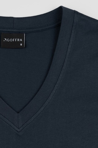 Goffra Kadın Vision V Yaka Premium Kalite Yoğun Dokulu Pamuklu T-shirt Lacivert W102-r0220-08