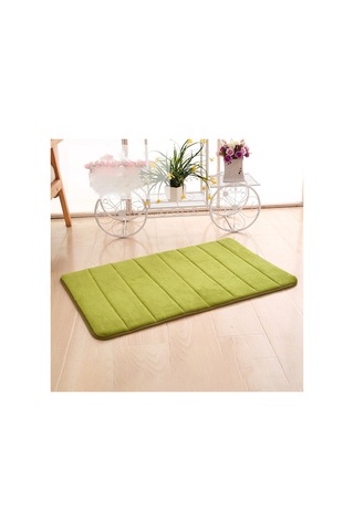 Neevoyu Yeşil Dikey Çizgili Kalın Koral Yün Banyo Paspası - Anti Kayma, Kir Tutucu, Hafif Temizleme - 40x60 Cm Diğer