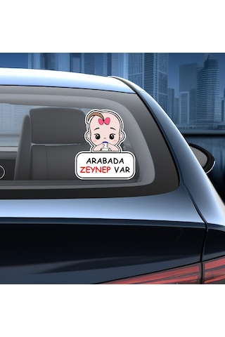 Kişiye Özel Arabada Bebek Var Sticker - Araba Oto Araç Cam Sticker - 00308 15x13 Cm