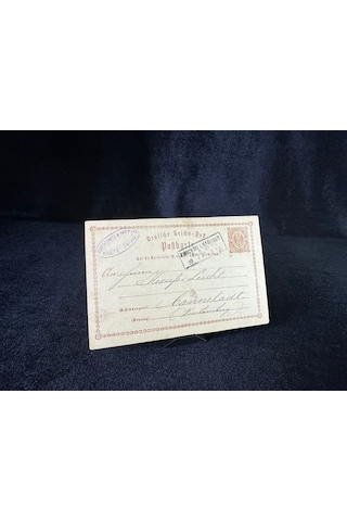 Deutsche Reichspost Antiye 1875 Yılı Alman Reich Döneminden 1/2 Ein Halber Groschen Kendinden Pullu Post Kartı Postadan Geçmiş