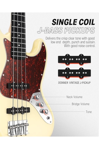 Donner Dpb-510r Jb-style Bas Gitar Vintage White