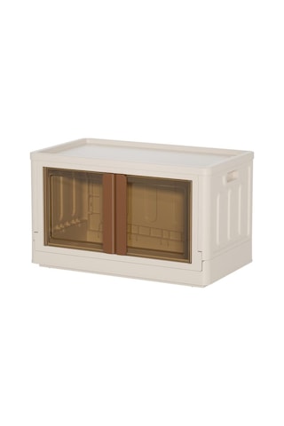 Sunup Sn-25881 72l Katlanabilir Plastik Saklama Kutusu Kahverengi Kapaklı Tekerlekli 40x64x37cm