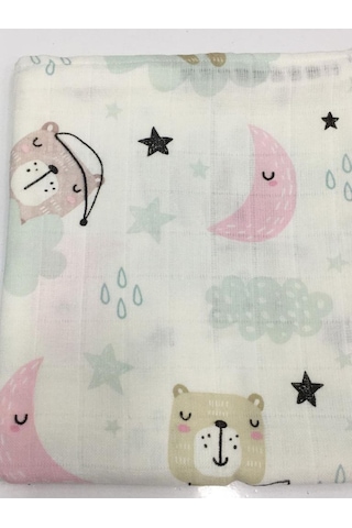 Müslin %100 Organik Pamuk Kumaş Örtü Battaniye 100x100cm+ Ağız Mendili Hediyeli Yeşil Bulut Yeşil Bulut Yeşil