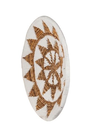 Bohem Hasır Yuvarlak Duvar Dekoru Bambu Ve Makrome İle Yapılan Duvar Süsü 50 Cm X 50 Cm-74