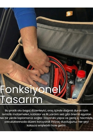 Araç Bagaj Düzenleyici Organizer Deri Kaymaz Cırt Bantlı Geniş Hacimli Çanta,su Geçirmez A1