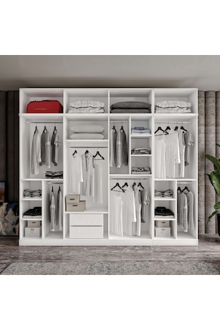 Milas 8 Kapaklı Komple Mdf Yüklüklü Gardırop