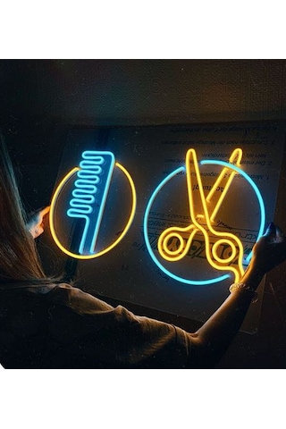 Led Işıklı Kuför Berber Duvar Tablo Led Işıklı Kuför Berber Duvar Tablo