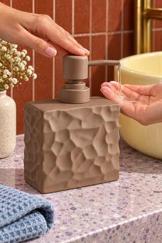 Rosıe Vizon Taş Dokulu Dikdörtgen Seramik Sıvı Sabunluk 450 Ml Karışık