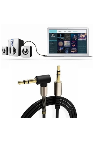 Buffer 3.5mm Aux Kablosu Jak Erkek Erkek L Tipi 1 Metre Ses Aktarım Kablosu Diğer