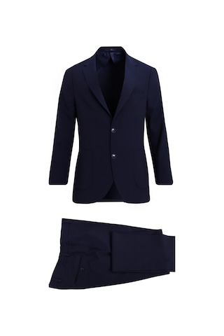 Uki Lacivert Comfort Fit Mono Yaka 2 Düğme Çift Yırtmaçlı Kapaklı Cep 6 Drop Casual Takım Elbise