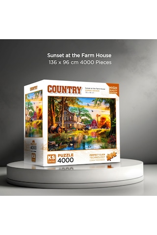 Ks Games 4000 Parça Çiftlik Evinde Gün Batımı Puzzle