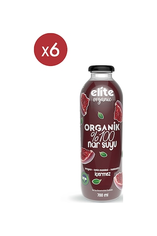 Elite 6'lı Organik %100 Nar Suyu 700 Ml