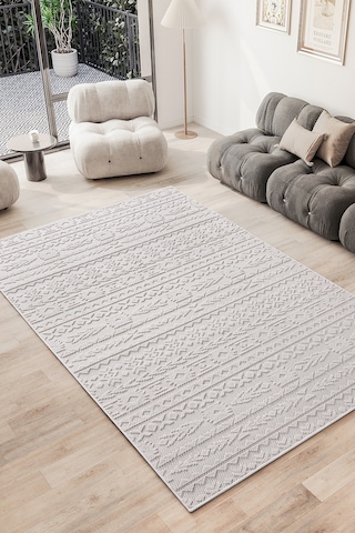 Bonnie Bo1259w Krem Halı Loop Sisal İskandinav Desen Pamuk Taban Tozuyok Salon Mutfak Koridor Halısı