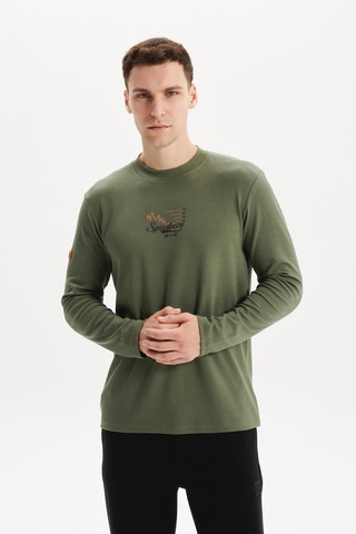 Ar-ma Erkek Slim Fit Çift Taraflı İnce İnterlok Pamuk Modal Elastan Karışımlı Bisiklet Yaka Sweatshirt K30124989502 Yeşil-y1 Yeşil