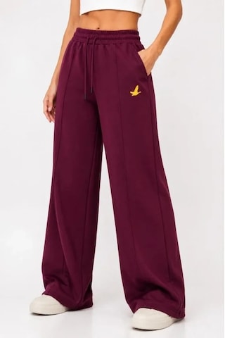 DefyModa Osy Modal Yumuşak Dokulu Cima Dikişli Nakışlı Cepli Oversize Bol Paça Eşofman Altı - Bordo